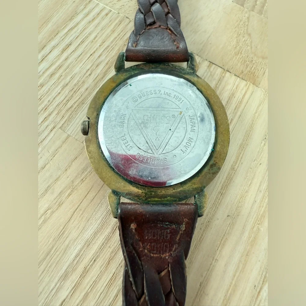 Vintage Guess United States Air force brown leather watch NEW BATTERY